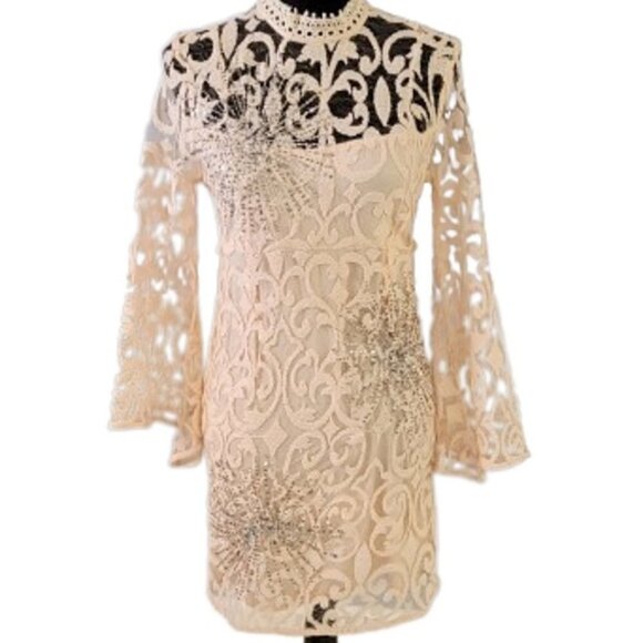 Free People The North Star Dress White Cream Starburst Lace Dress NWOT - Picture 8 of 16